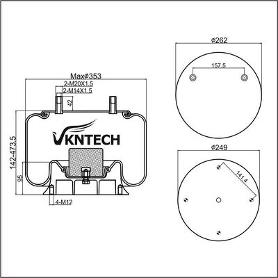 TRAILER AIR SPRING HENDRICKSON HS506302  Firestone 1T17BS-6  Goodyear 1R13-749 566263525 REPLACED BY VKNTECH 1K3749