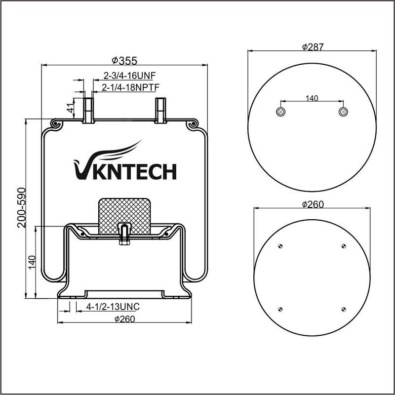 TRAILER AIR SPRING MERITOR A-2258-Q-1449 Goodyear 1R14-209 replaced by VKNTECH 1K4209