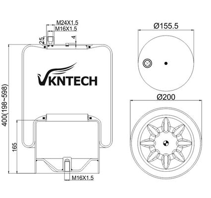 TRUCK LUCHTVEREN VOOR MERCEDES BENZ A 942.320.51.21 Contitech 4390NP24 VERVANGEN DOOR VKNTECH 1K4124 MERCEDES BENZ A 942.320.51.21 Contitech 4390NP24