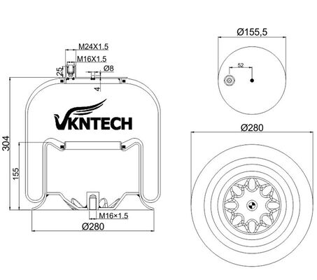 TRUCK LUCHTVEREN VOOR MERCEDES BENZ A 974.320.02.17 A 974.320.04.17 A 946.320.02.17 Contitech 4757NP02 VERVANGEN DOOR VKNTECH 1K4757-2