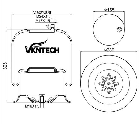 TRUCK LUCHTVEREN VOOR MERCEDES BENZ A 974.320.04.17 A 946.320.04.17 Contitech 4757NP09 Dunlop D13T02 Goodyear 9520 CF Gomma 1VSC30026 206786 VERVANGEN DOOR VKNTECH 1K4757-3