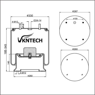 Air Spring HENDRICKSON SUSPENSIE AM136346 Firestone W01-358-6346 Vervanging door VKNTECH 1K6346