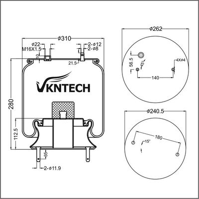 AIR SPRING SCANIA 1726237 1K15VPR-3 vervangen door VKNTECH 1K6237