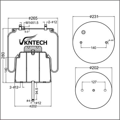 AIR SPRING SCANIA 1440305 492680 Goodyear 556028561 Phoenix 1DF20A-2 Vervanging door VKNTECH 1K6305