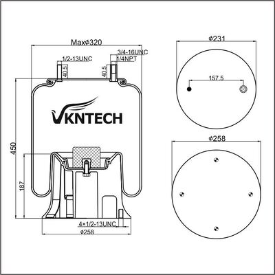 AIR SPRING HENDRICKSON NS 501304 WATSON&CHALIN AS-0036 TRIANGLE 8361 6373 Firestone W01-358-9321 1T15M-11 Goodyear 1R12-256 Vervanging door VKNTECH 1K9321
